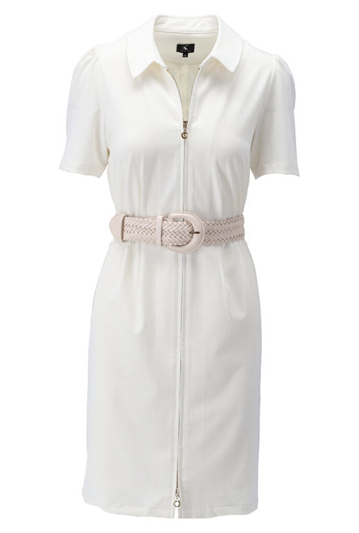 Jurk met rits en riem Y658 Ecru – Village Collection