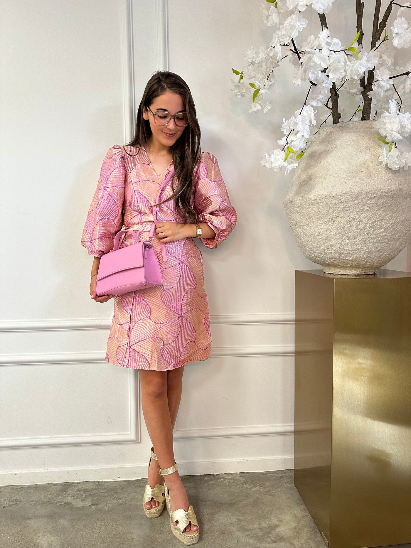 Jurk print A-95182 Rose