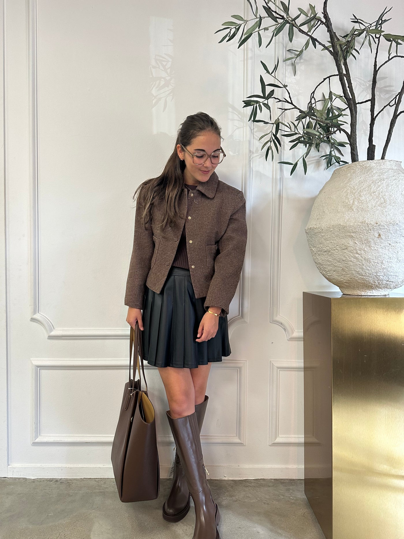 Jasje ruit drukknoop 27091 Brown