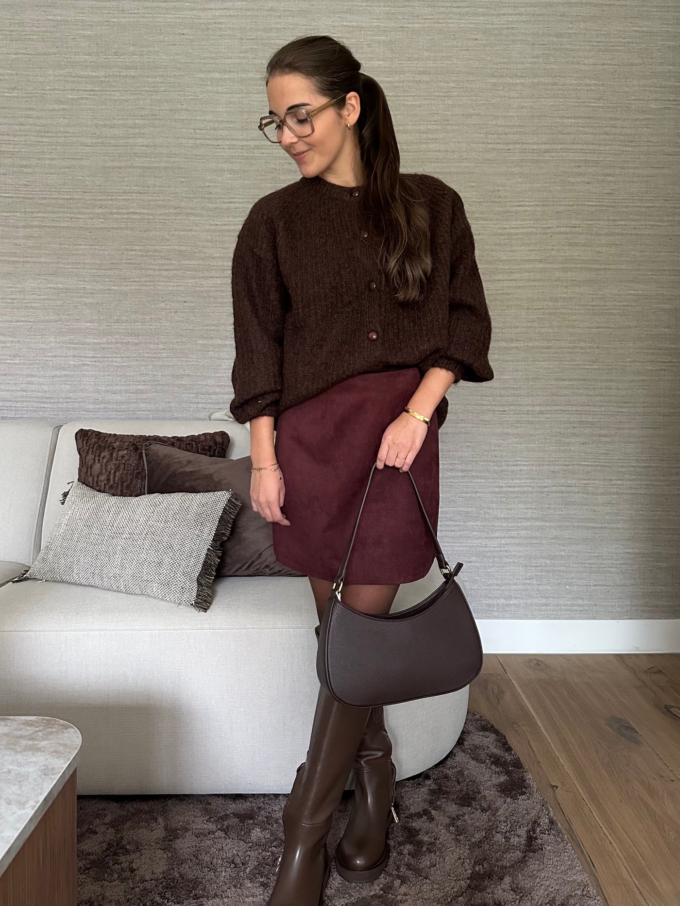 Skirt suede 50102 Aubergine