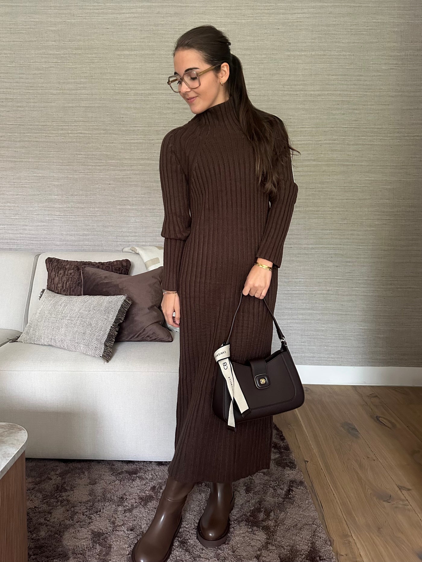 Dress gebreid N70004 Brown