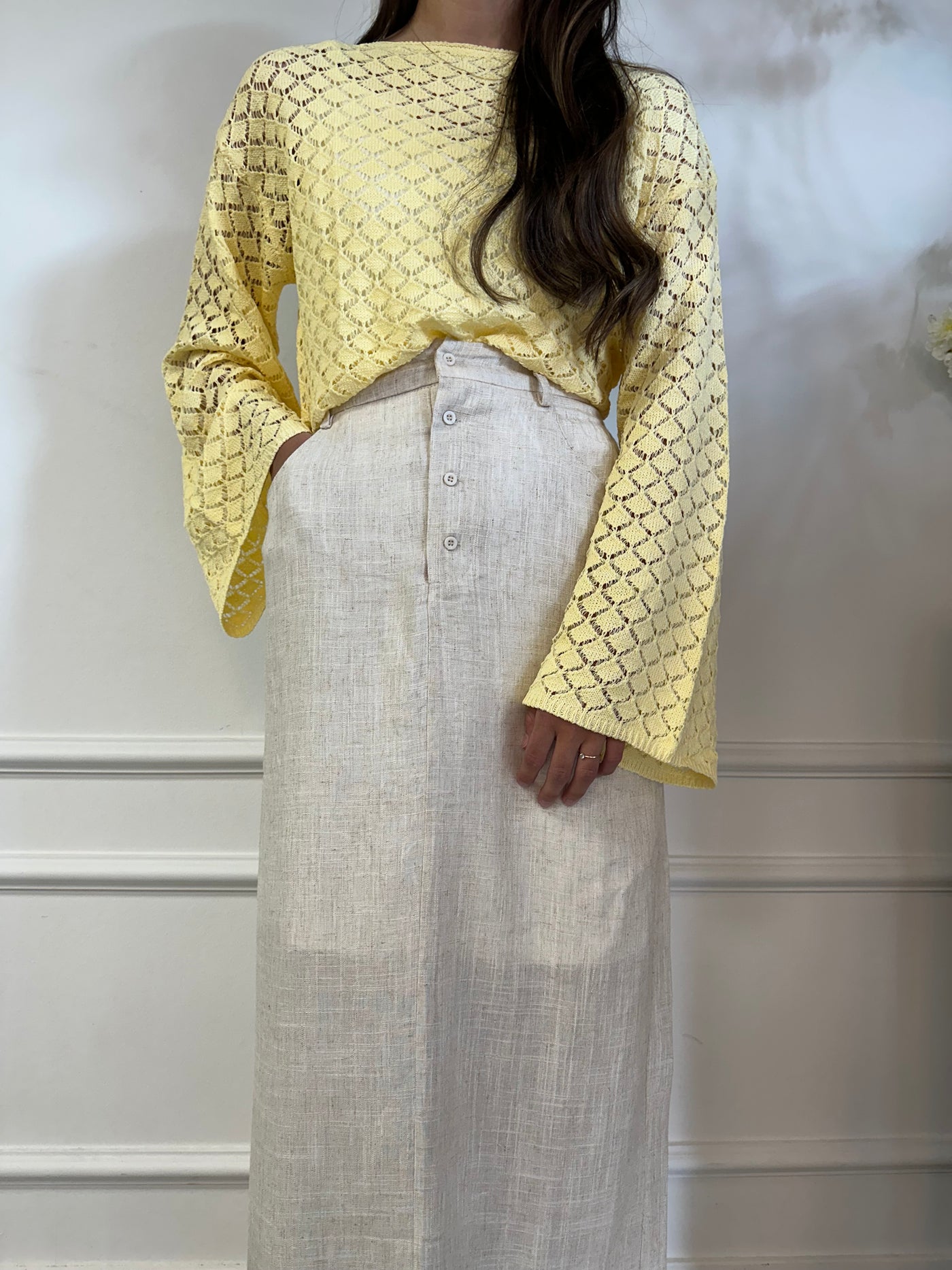 Skirt maxi linnen 3113 Beige