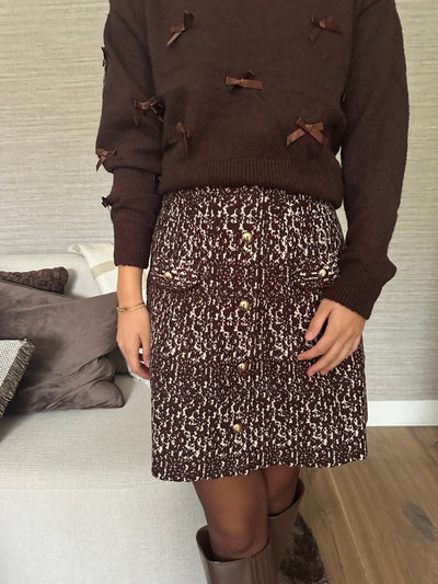 Skirt gebreid print MN-05 Brown