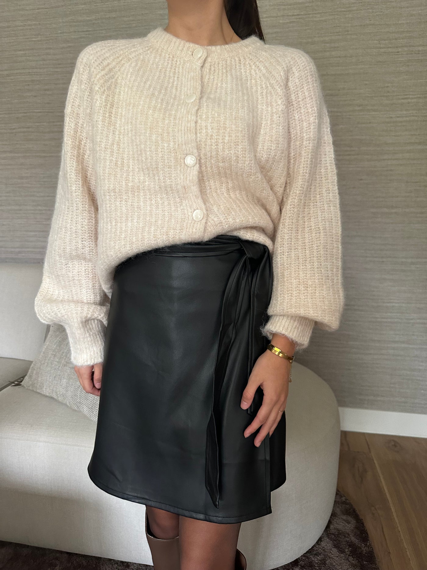Skirt leatherlook  14-14129 Zwart