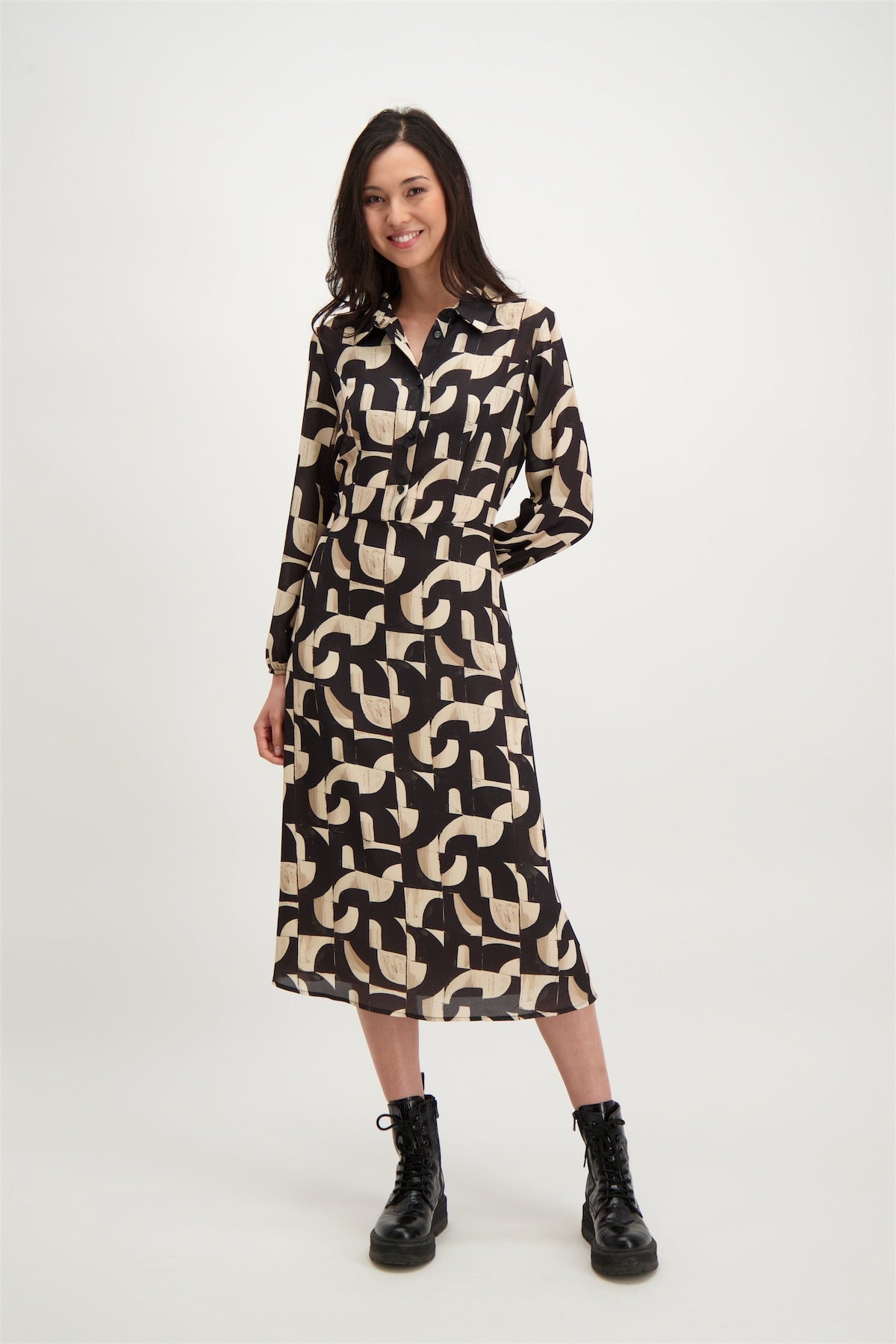 Jurk print 890173 Noir/beige