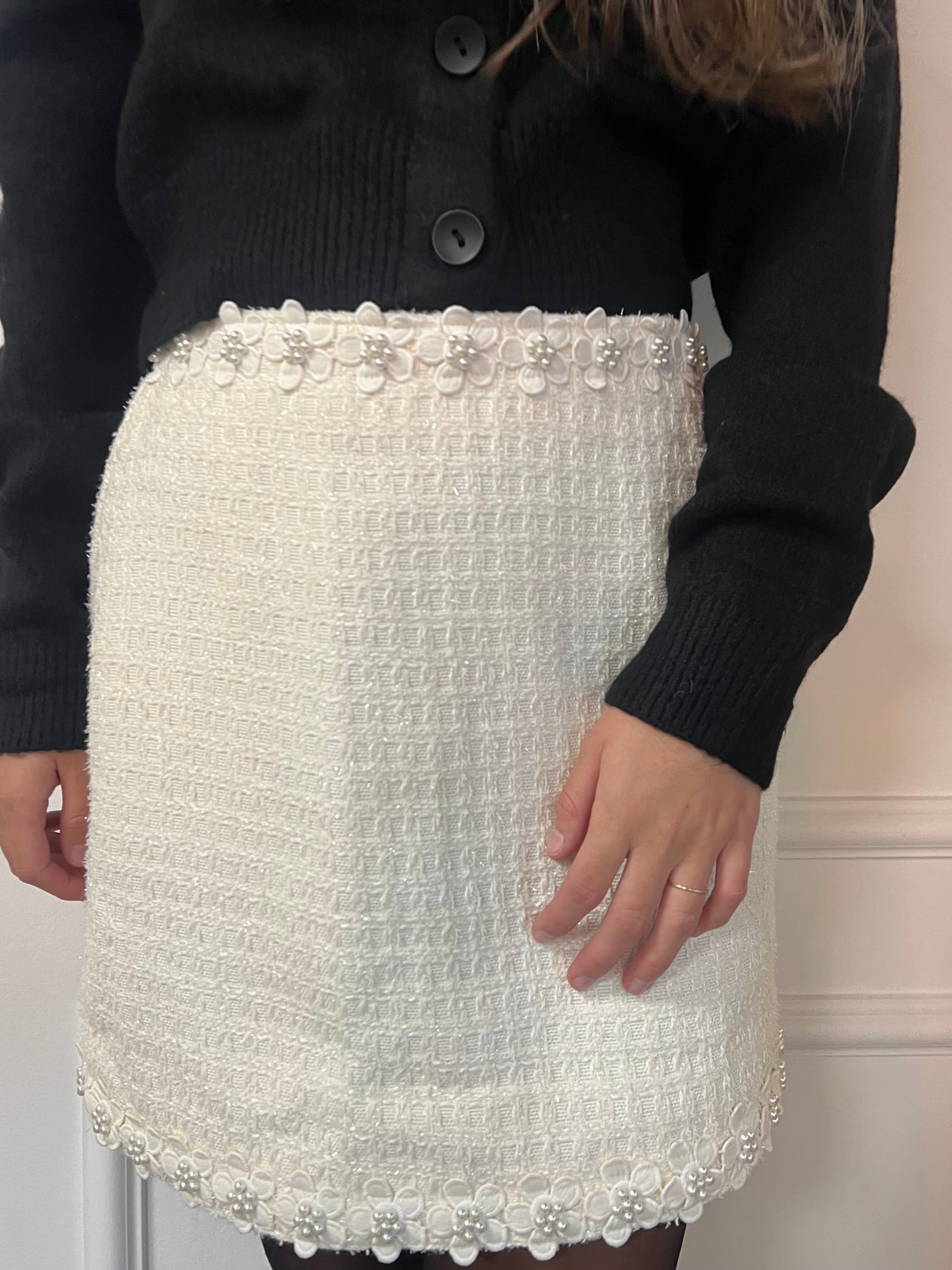 Skirt boucle flower 23381NJ Off-white