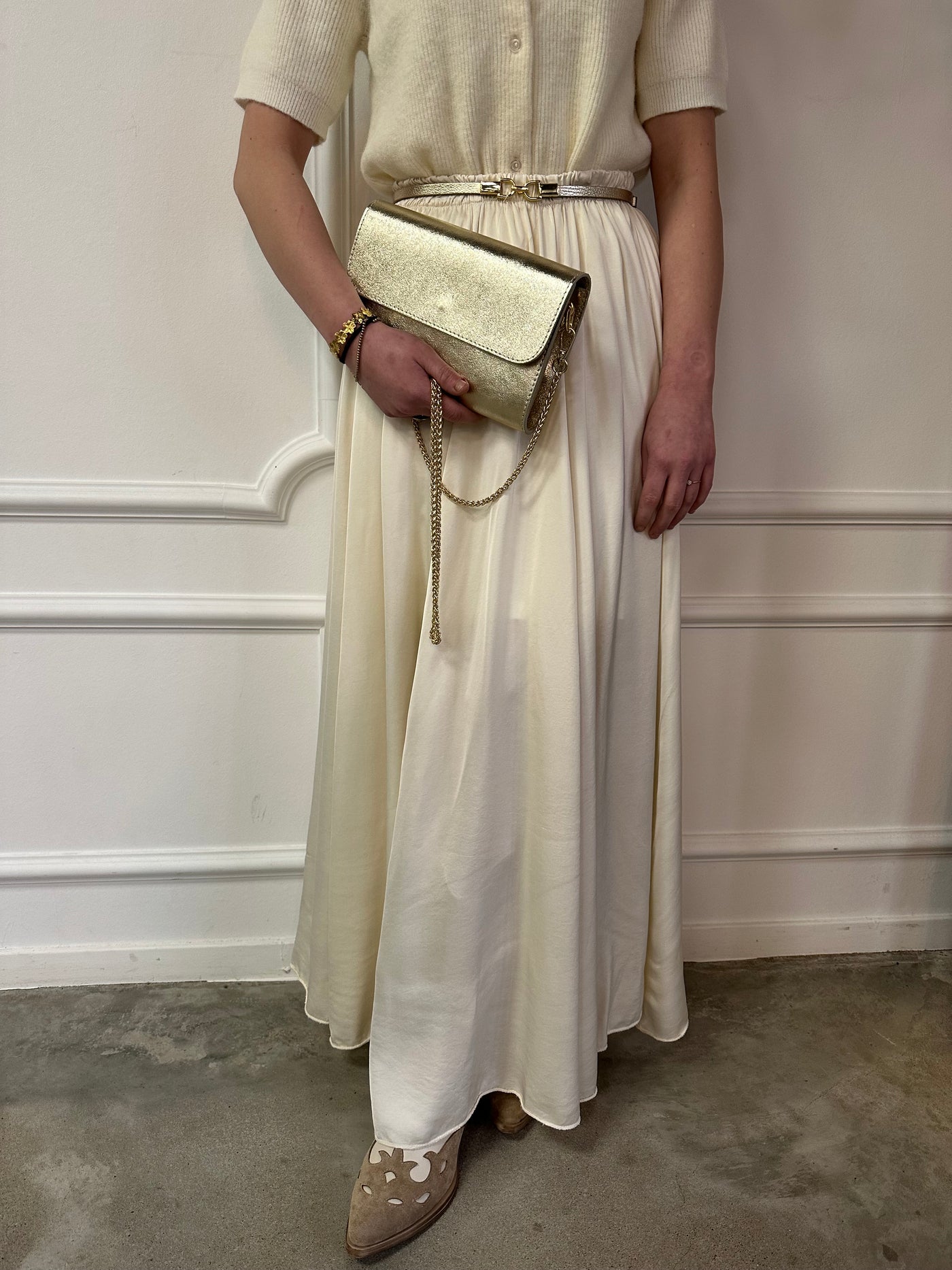 Skirt maxi satinlook 22121 Off-white