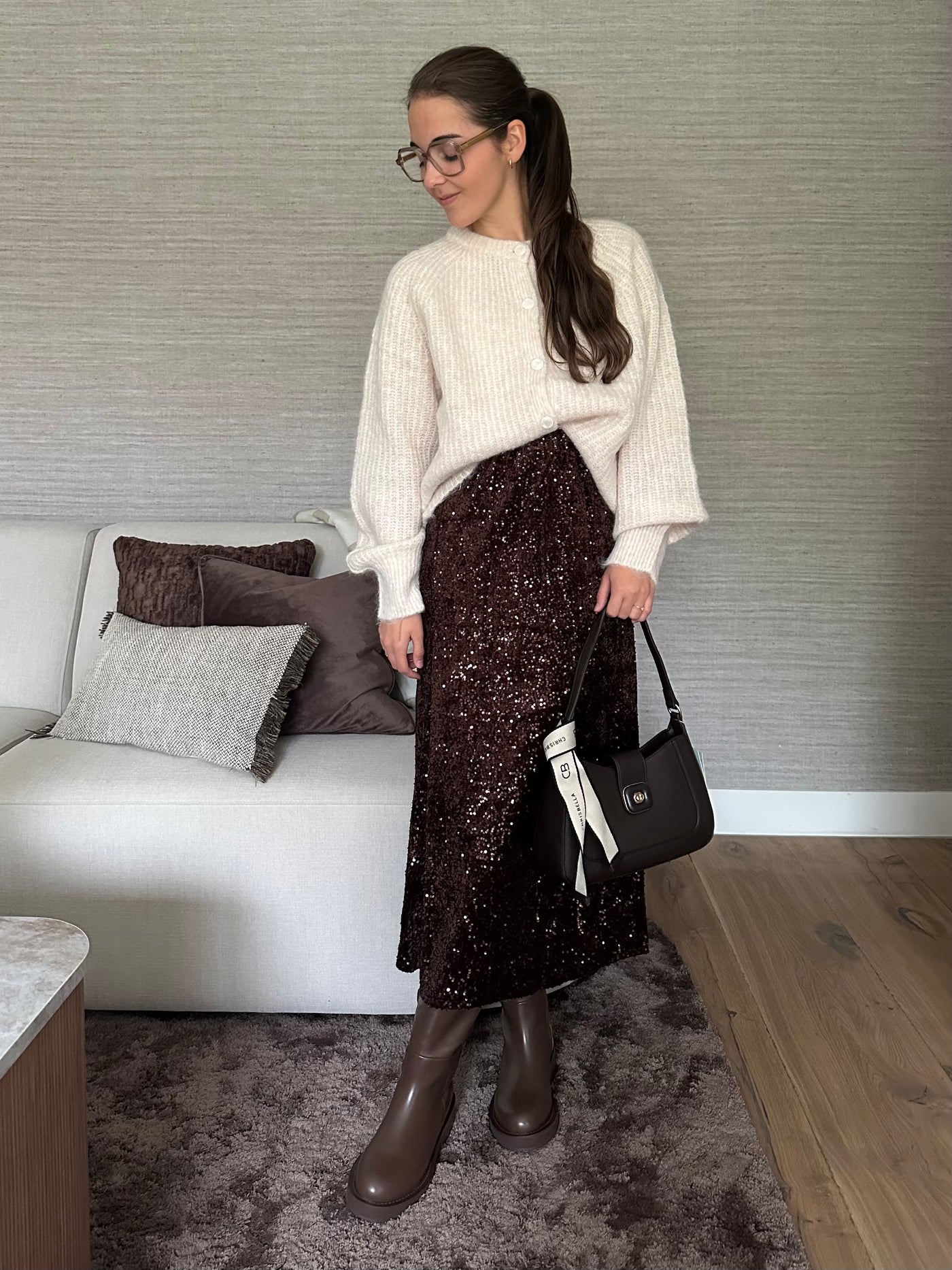 Skirt pailletten 9379 Brown