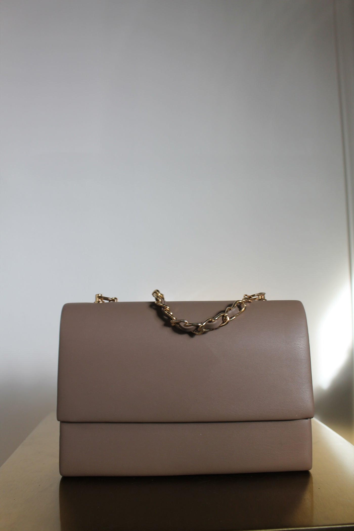 Bag leatherlook gold ketting HD1242 Taupe