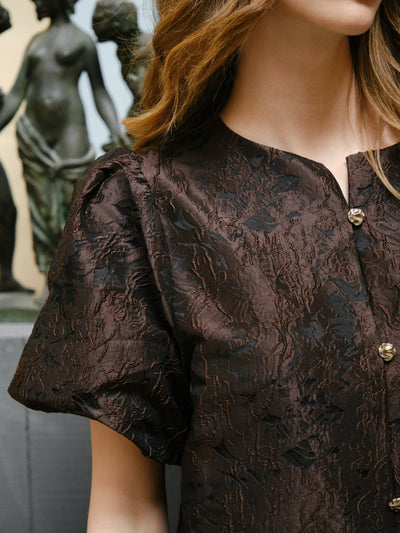 Blouse aisa brocade 166369 Dark brown