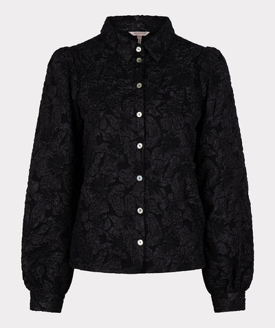 Blouse basic flower jacquard W23.15727 Black