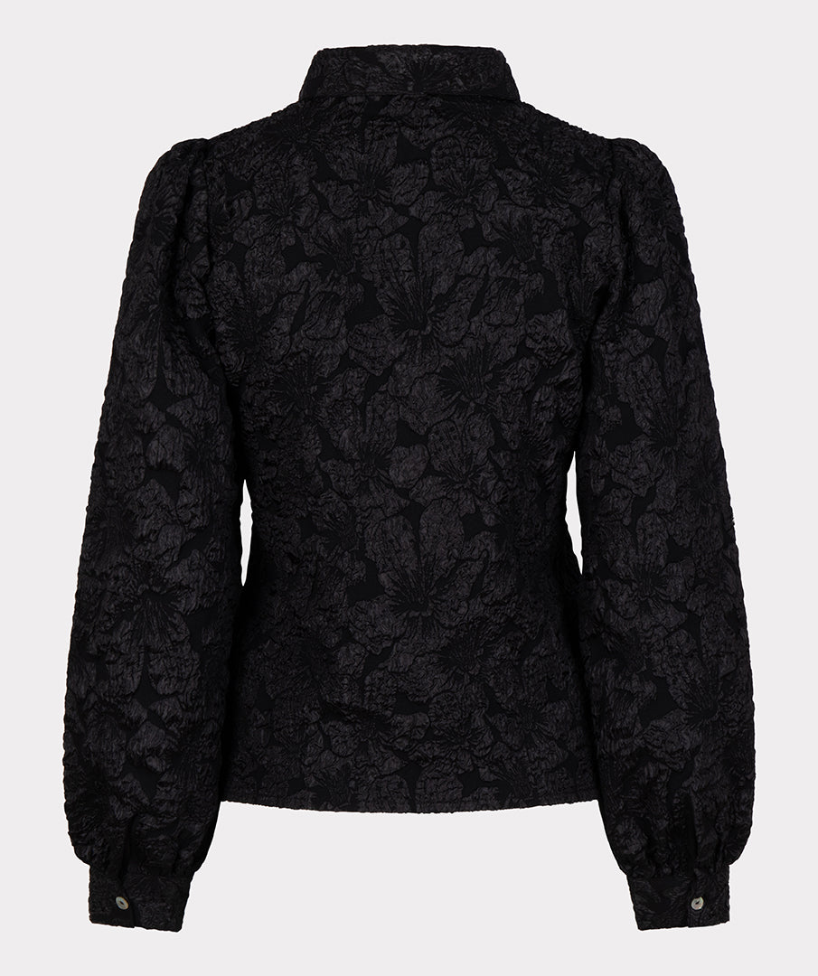 Blouse basic flower jacquard W23.15727 Black