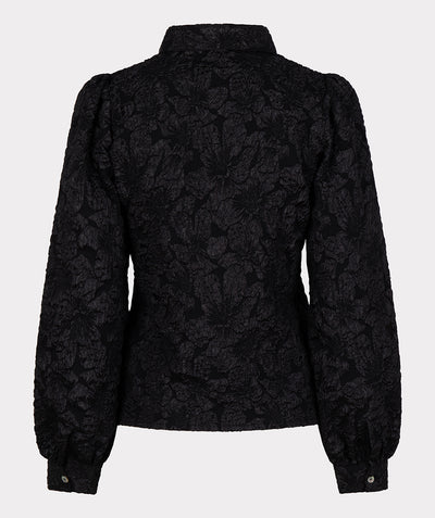 Blouse basic flower jacquard W23.15727 Black