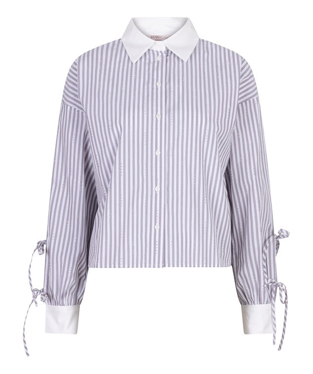 Blouse cropped stripes F25.14520 Grey