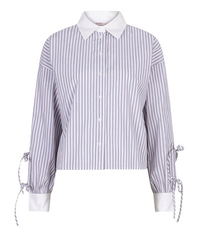 Blouse cropped stripes F25.14520 Grey