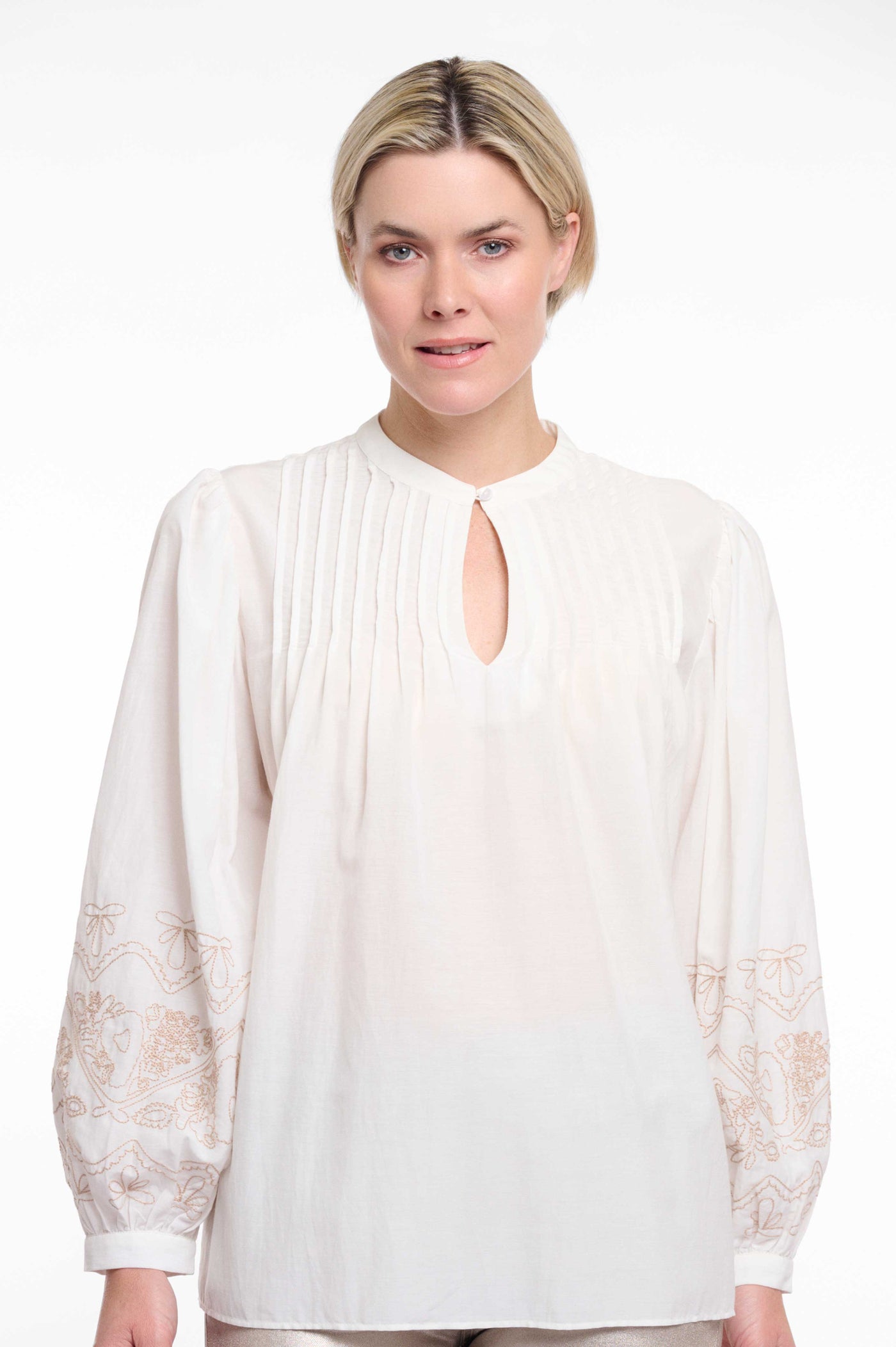 Blouse embroidered sleeve Eldora.7002522 White