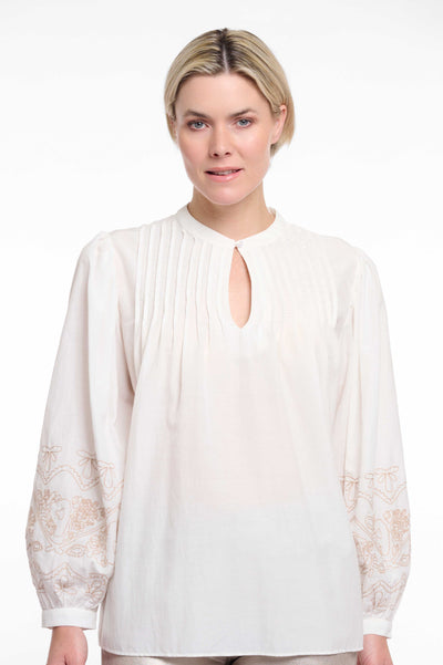 Blouse embroidered sleeve Eldora.7002522 White