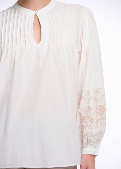 Blouse embroidered sleeve Eldora.7002522 White