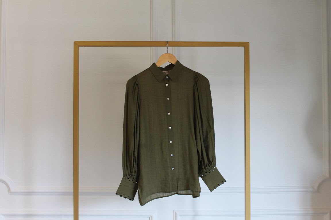 Blouse puff sleeve F23.15518 Army green