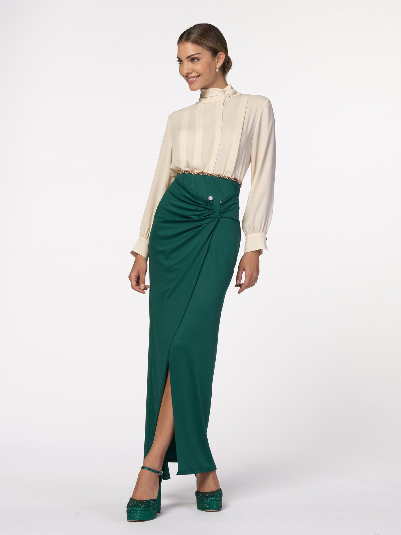 Blouse collo alto CFC0019267002 Ecru bianco