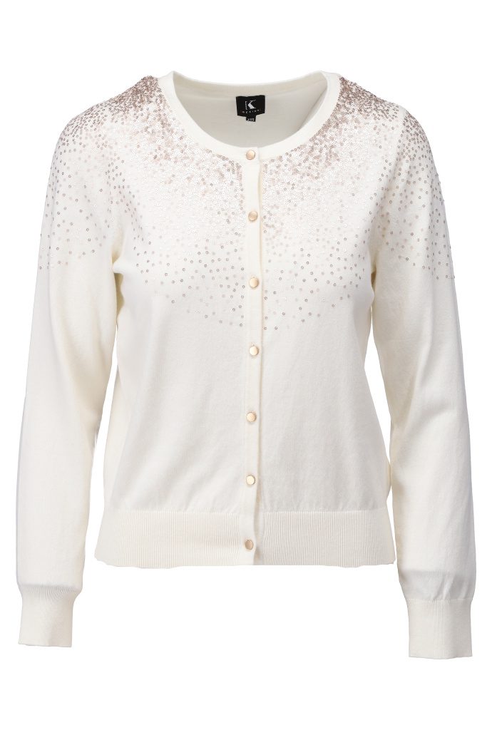 Cardigan ronde hals lovertjes A816 Ecru