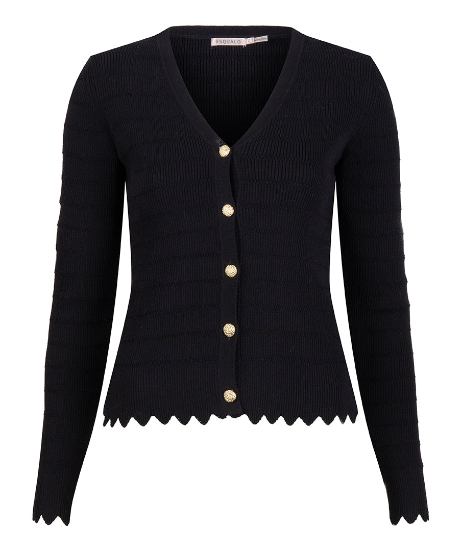 Cardigan short fancy knit F23.31506 Black