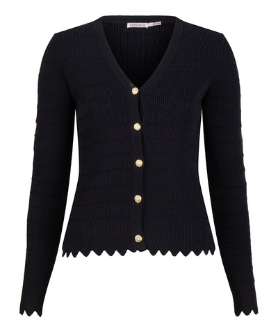 Cardigan short fancy knit F23.31506 Black