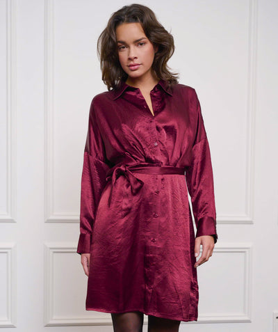 Dress crushed satin F24.15500 Wine red