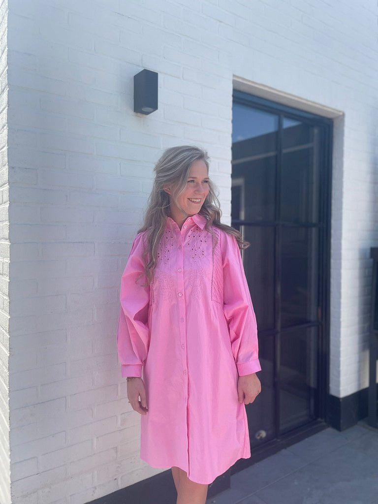 Dress embroidery solid poplin SP23.16025 Pink