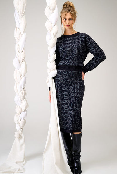 Dress gebreid B835 Blauw
