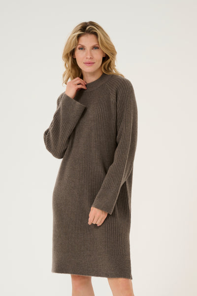 Dress karinya knit 10509084 Major brown melange