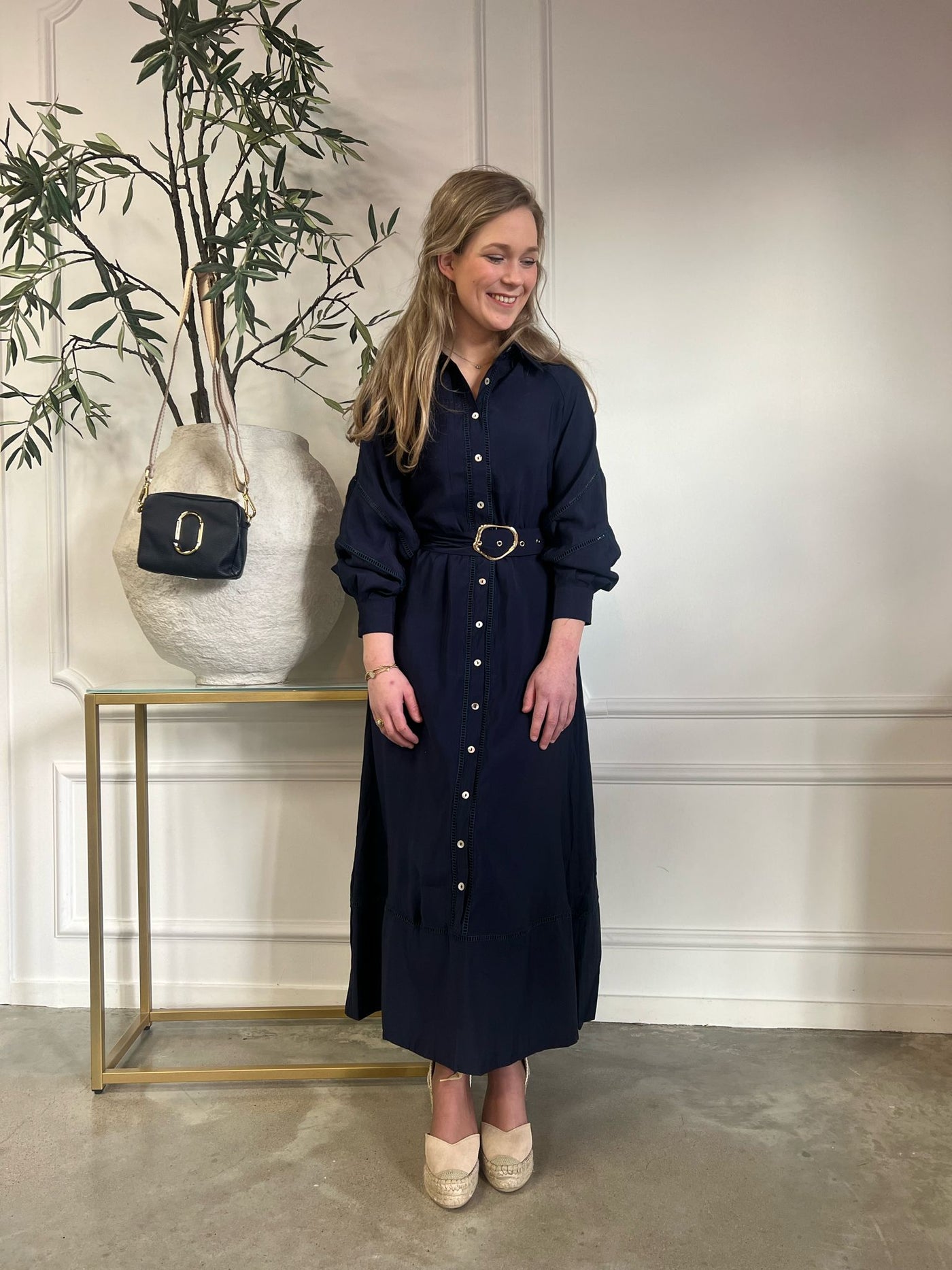 Dress lang met riem 4336 Navy