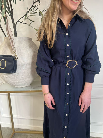 Dress lang met riem 4336 Navy