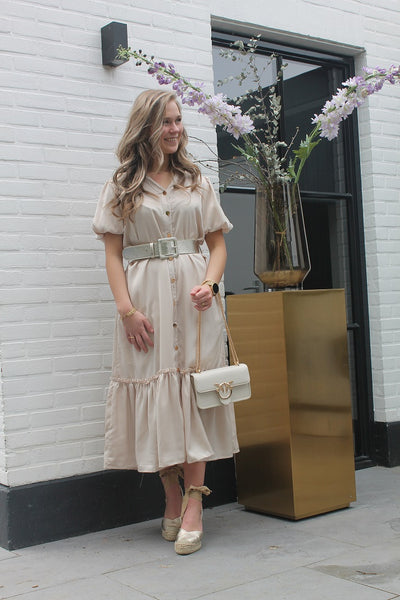 Dress maxi with belt X1959 Beige