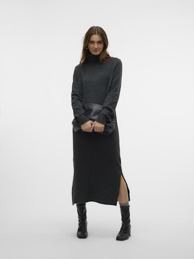 Dress vmboom ls rollneck 10326874 Dark grey melange