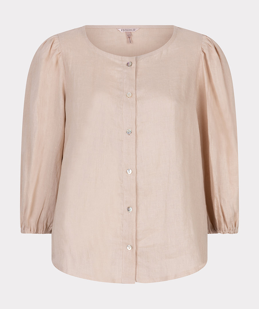 Blouse r-neck linen HS25.28221 Off-White