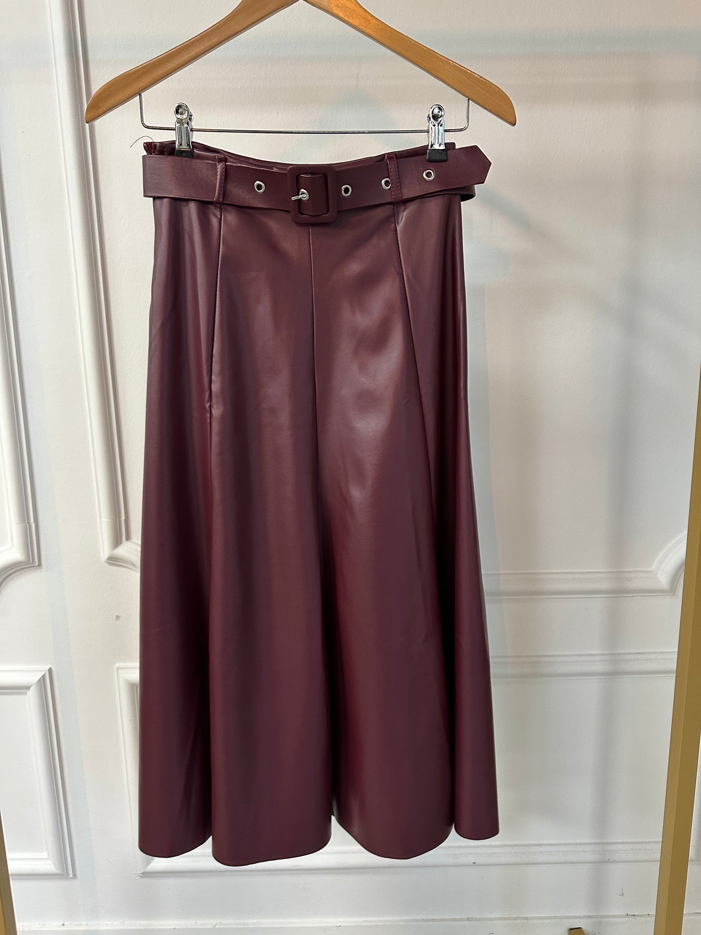 Rok leatherlook maxi C-30823 Bordeaux