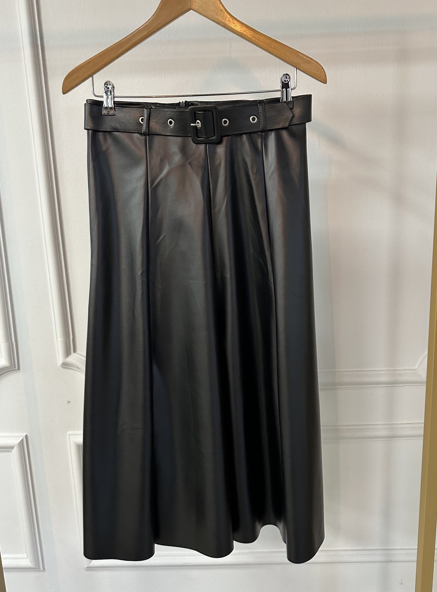 Rok leatherlook maxi C-30823 Zwart