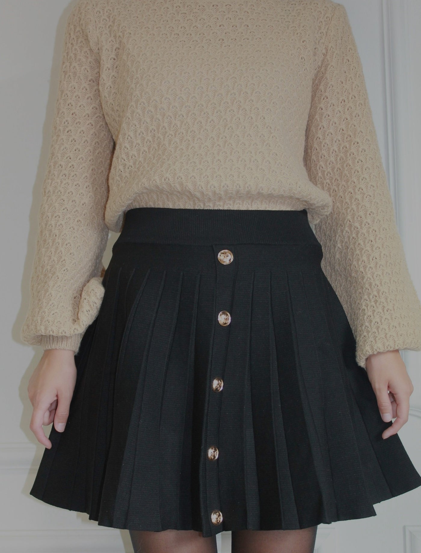 Skirt gold button J-53183 Black