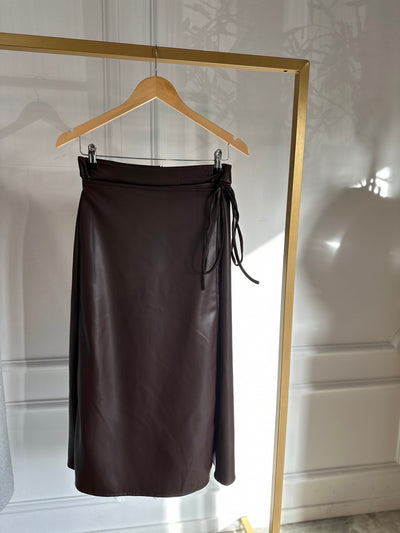 Skirt leatherlook maxi 14-14130 Brown