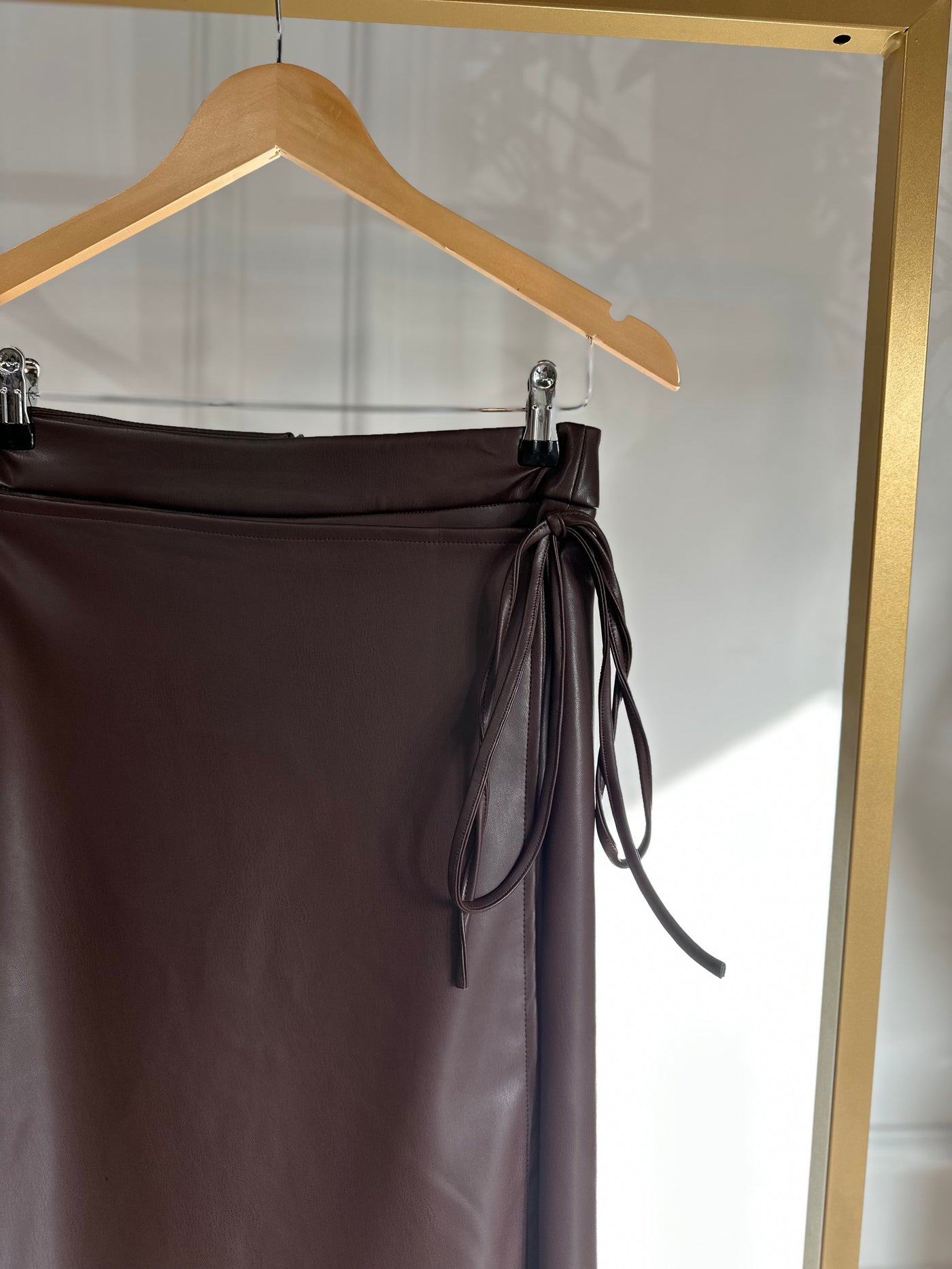 Skirt leatherlook maxi 14-14130 Brown