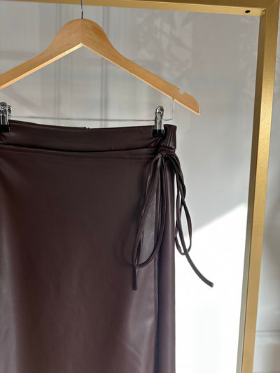 Skirt leatherlook maxi 14-14130 Brown