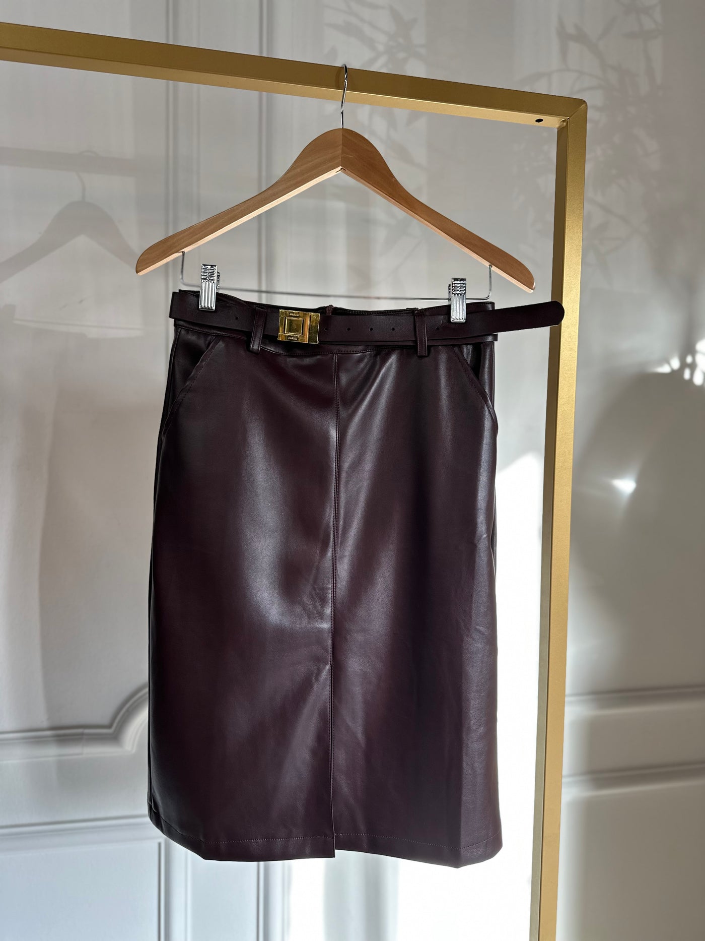 Skirt leatherlook midi 8384 Bordeaux