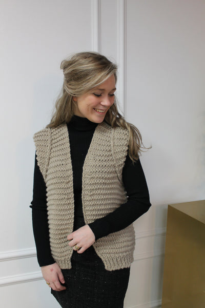 Gilet gebreid 10717 Taupe