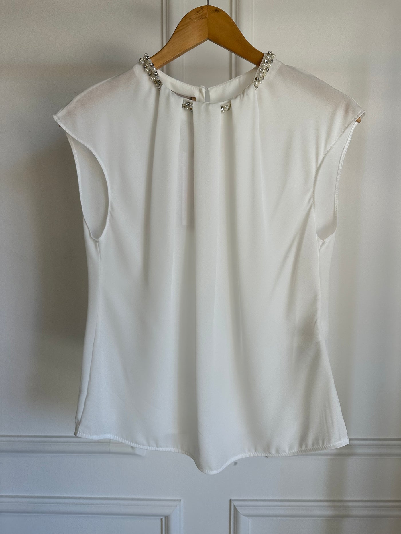 Top con perle CFC0019909002 Panna bianco