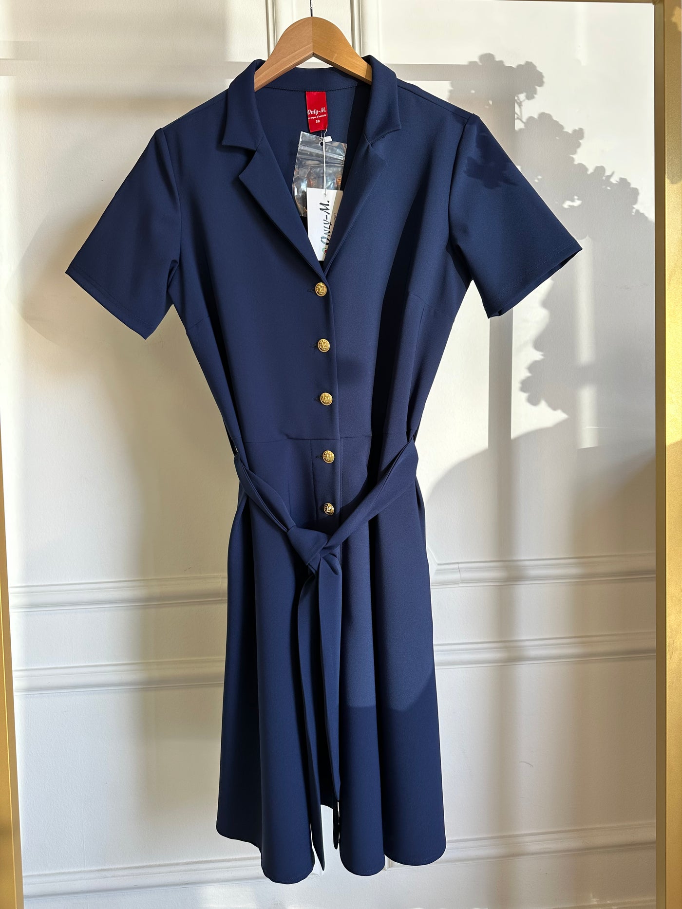 Jurk doorknoop met centuur 222.38 Navy