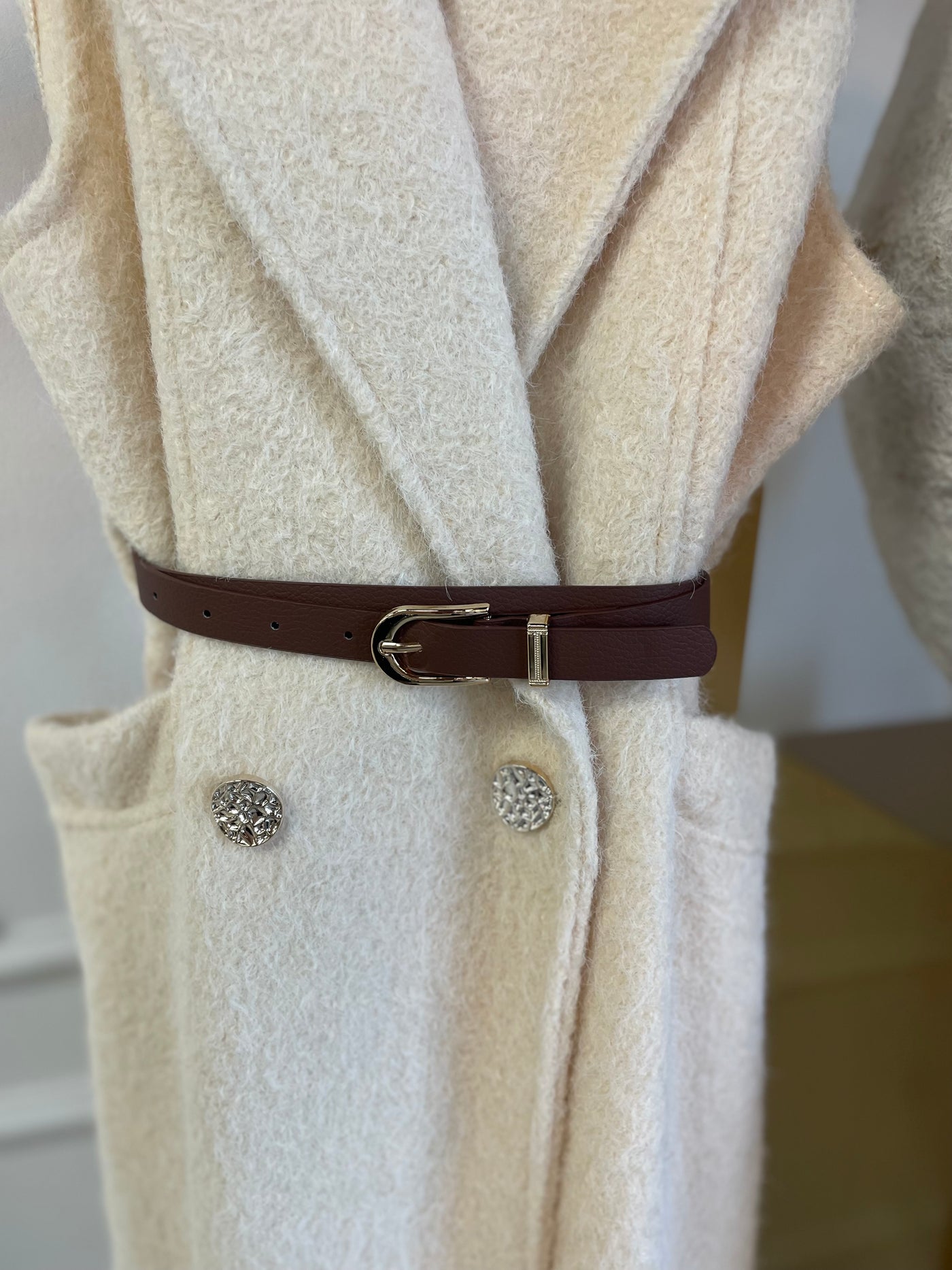 Gilet wollook mouwloos 7518 Cream