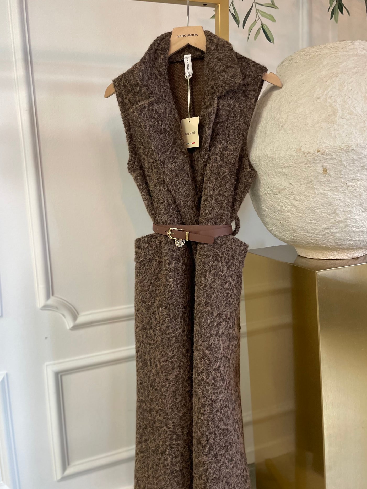 Gilet wollook mouwloos 7518 Brown