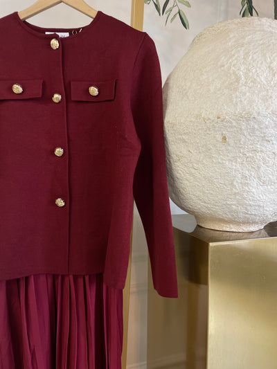 Dress plisse met vestje NG65076 Bordeaux