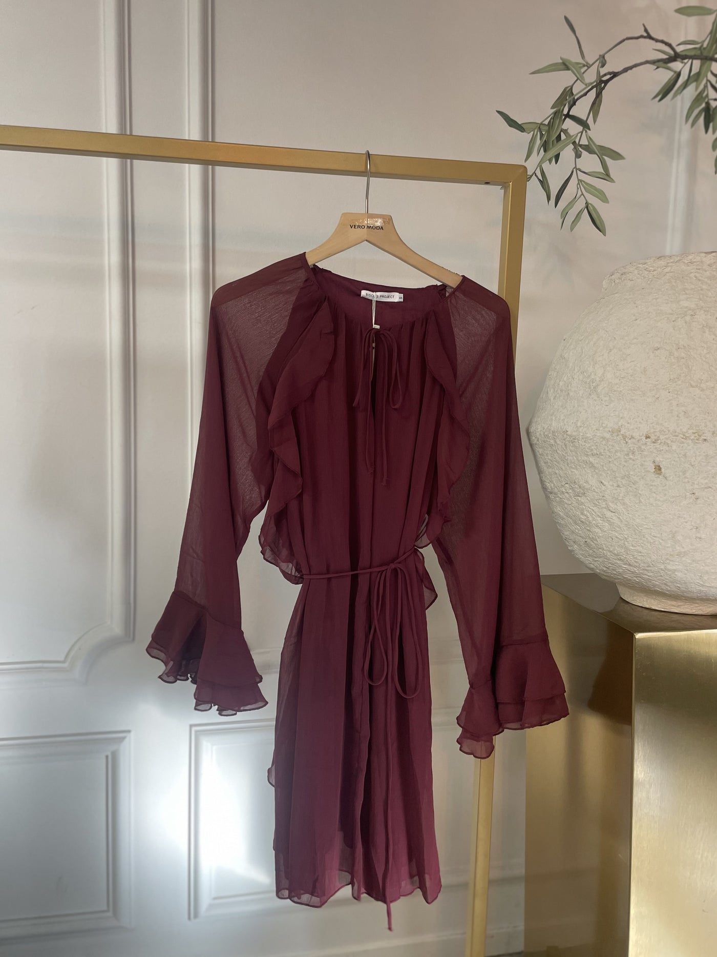 Dress volant P106 Bordeaux